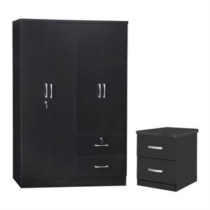 home square 2-piece set with 4-doors 2-drawers armoire and 2-drawer nightstand