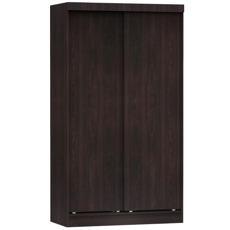 Home Square 2-Piece Set with Double Sliding Door Wardrobe & Platform Twin Bed