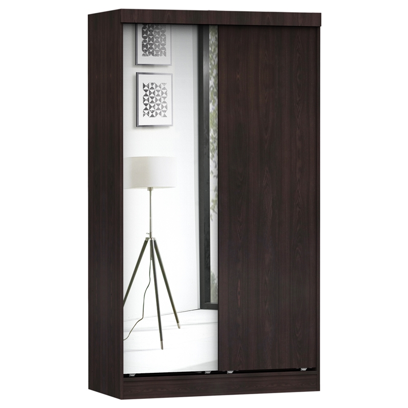Home Square 2-Piece Set with Double Sliding Door Wardrobe & Pine Twin Bed