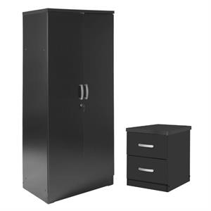 home square 2-piece set with armoire wardrobe cabinet and 2-drawer nightstand