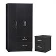 Home Square 2-Piece Set with Wardrobe Armoire Closet and 2-Drawer Nightstand