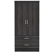 Home Square 2-Piece Set with Platform King Bed and 2-Door Wardrobe Armoire