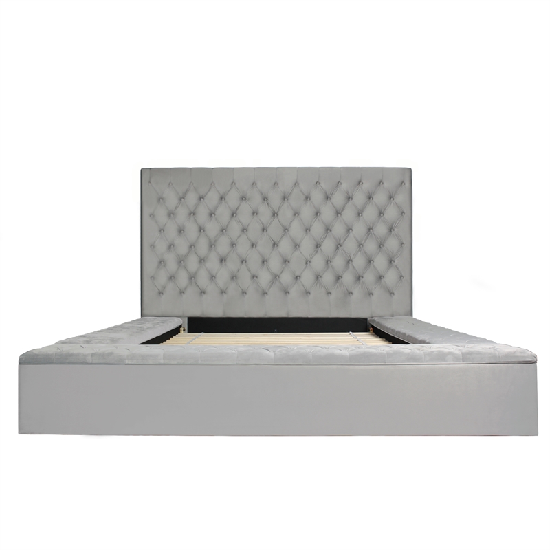 Home Square 2-Piece Set with Platform King Bed and 4-Doors 2-Drawers Armoire