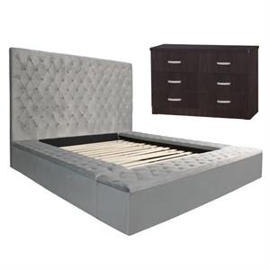 Home Square 2-Piece Set with Platform King Bed and 6-Drawer Bedroom Dresser