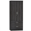 Home Square 2-Piece Set with Platform Queen Bed and Wardrobe Armoire in Gray