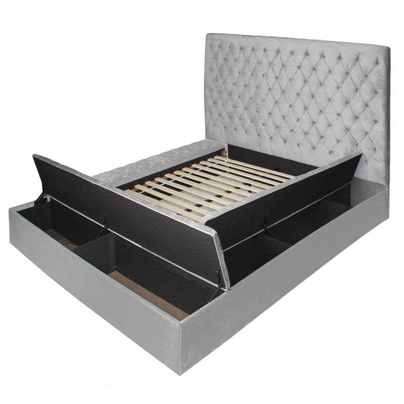 Home Square 2-Piece Set with Platform Queen Bed and Wardrobe Armoire in Gray