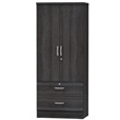 Home Square 2-Piece Set with Platform Queen Bed and Wardrobe Armoire in Gray