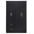 Home Square 2-Piece Set with Platform Queen Bed & 4-Doors Armoire in Black