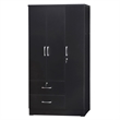 Home Square 3-Piece Set with Queen Bed Armoire Closet & 2-Drawer Nightstand