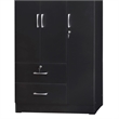 Home Square 2-Piece Set with Queen Bed & Wardrobe Armoire Closet in Black