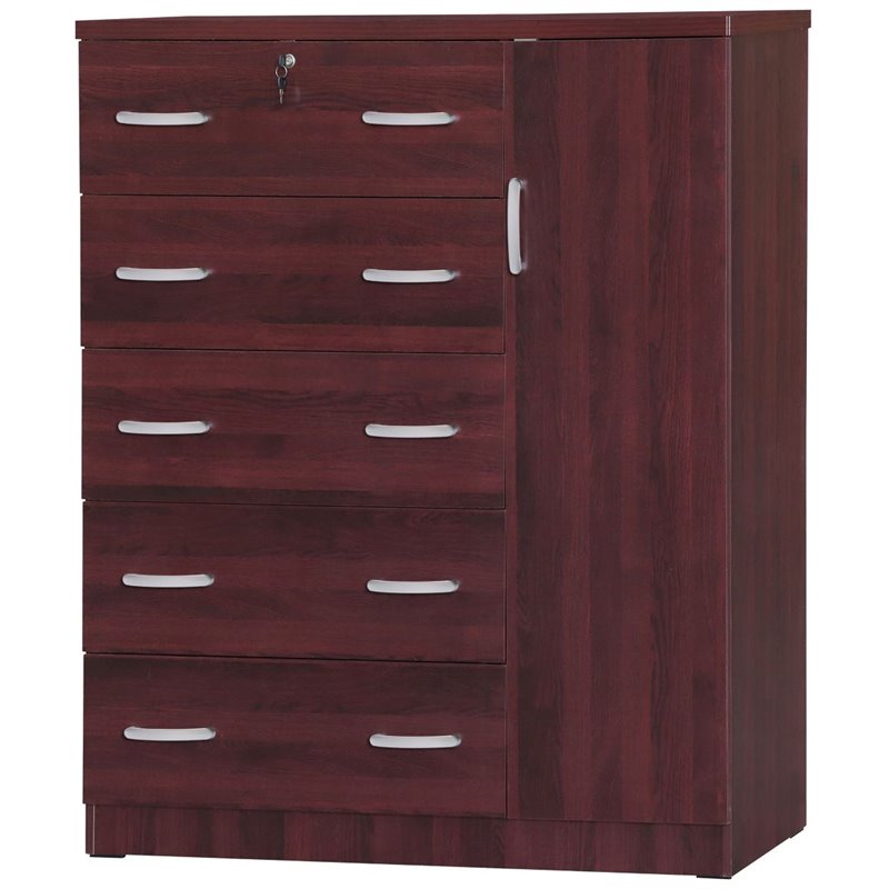 Home Square 3-Piece Set with Pine Twin Bed Tall Chest Wardrobe & Nightstand