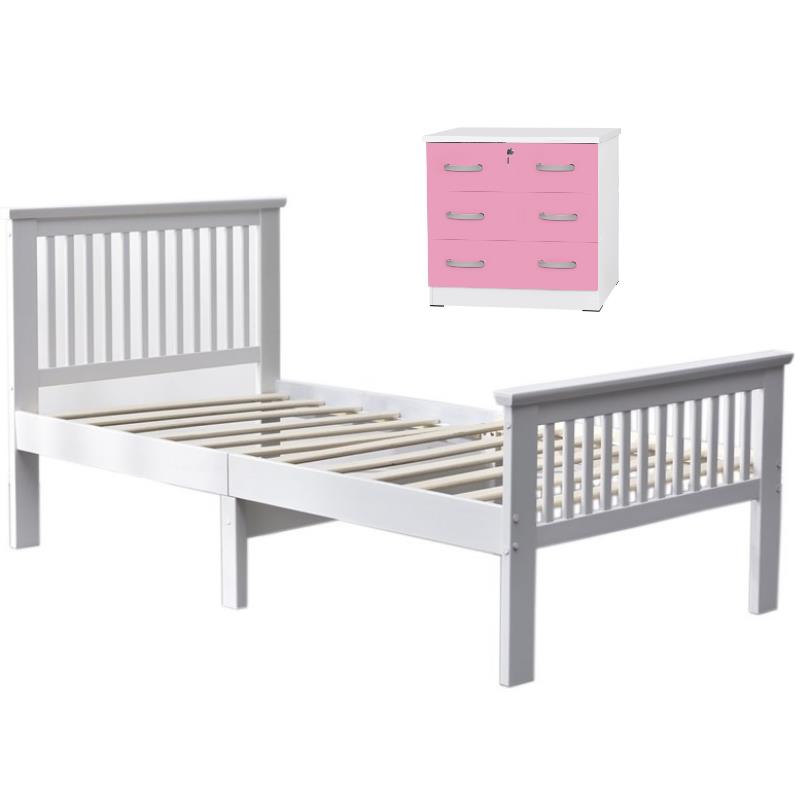 Home Square 2-Piece Set with Twin Bed & 3-Drawer Chest Bedroom Dresser