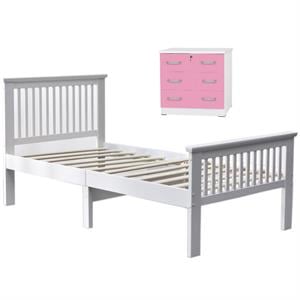 Home Square 2-Piece Set with Twin Bed & 3-Drawer Chest Bedroom Dresser