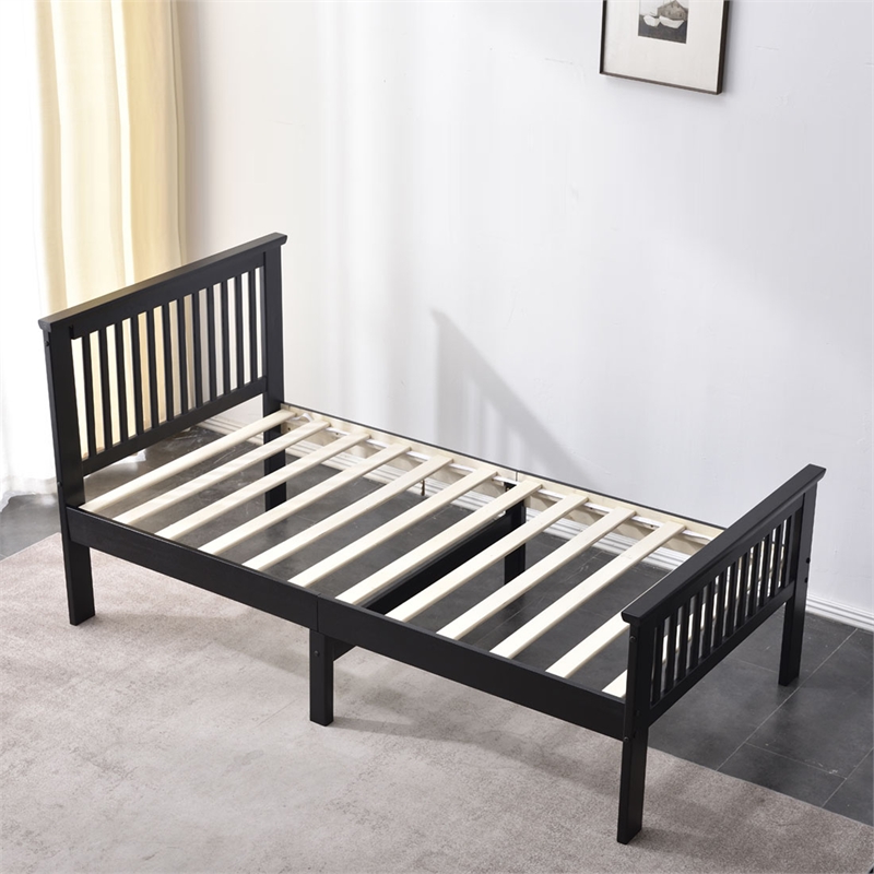 Home Square 2-Piece Set with Twin Bed & 2-Drawer Nightstand in Black