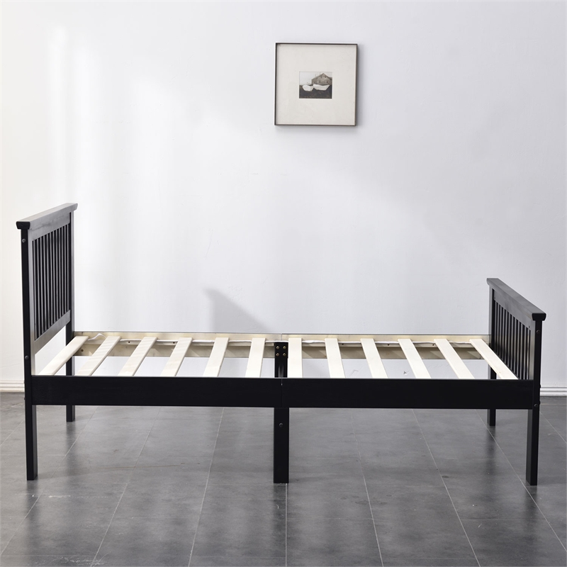 Home Square 2-Piece Set with Twin Bed & 2-Drawer Nightstand in Black