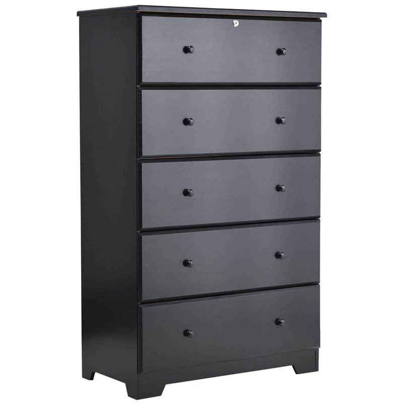 Home Square 3-Piece Set with Twin Bed 5-Drawer Chest Dresser and Nightstand