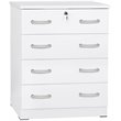 Home Square 2-Piece Set with Twin Bed 4-Drawer Chest Dresser with Lock in White