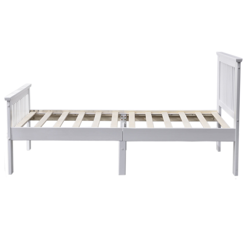 Home Square 2-Piece Set with Twin Bed 4-Drawer Chest Dresser with Lock in White