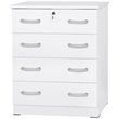 Home Square 2-Piece Set with Twin Bed 4-Drawer Chest Dresser with Lock in White