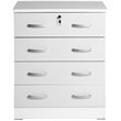 Home Square 2-Piece Set with Twin Bed 4-Drawer Chest Dresser with Lock in White