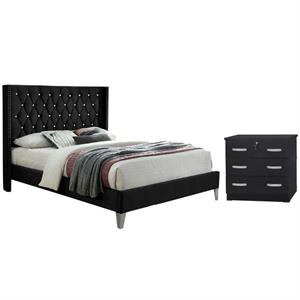 home square 2-piece set with full platform bed & 3-drawer chest bedroom dresser