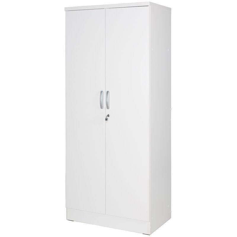 Home Square 2-Piece Set with Queen Captains Bed 2-Door Armoire Wardrobe Cabinet