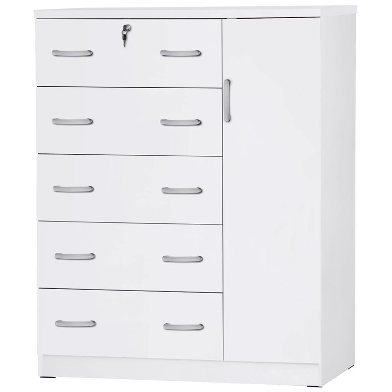 Home Square 2-Piece Set with Queen Captains Bed & Tall Chest Wardrobe in White