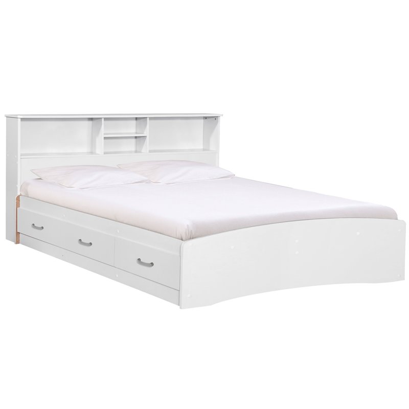 Home Square 2-Piece Set with Queen Captains Bed & Tall Chest Wardrobe in White