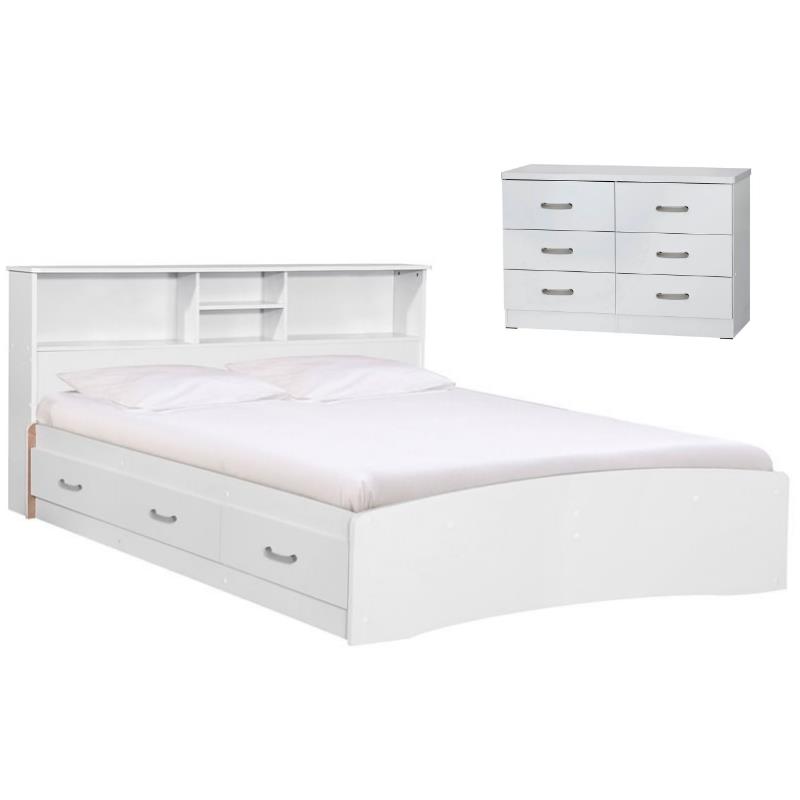 Home Square 2-Piece Set with Queen Captains Bed and 6-Drawer Bedroom Dresser