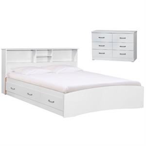 Home Square 2-Piece Set with Queen Captains Bed and 6-Drawer Bedroom Dresser