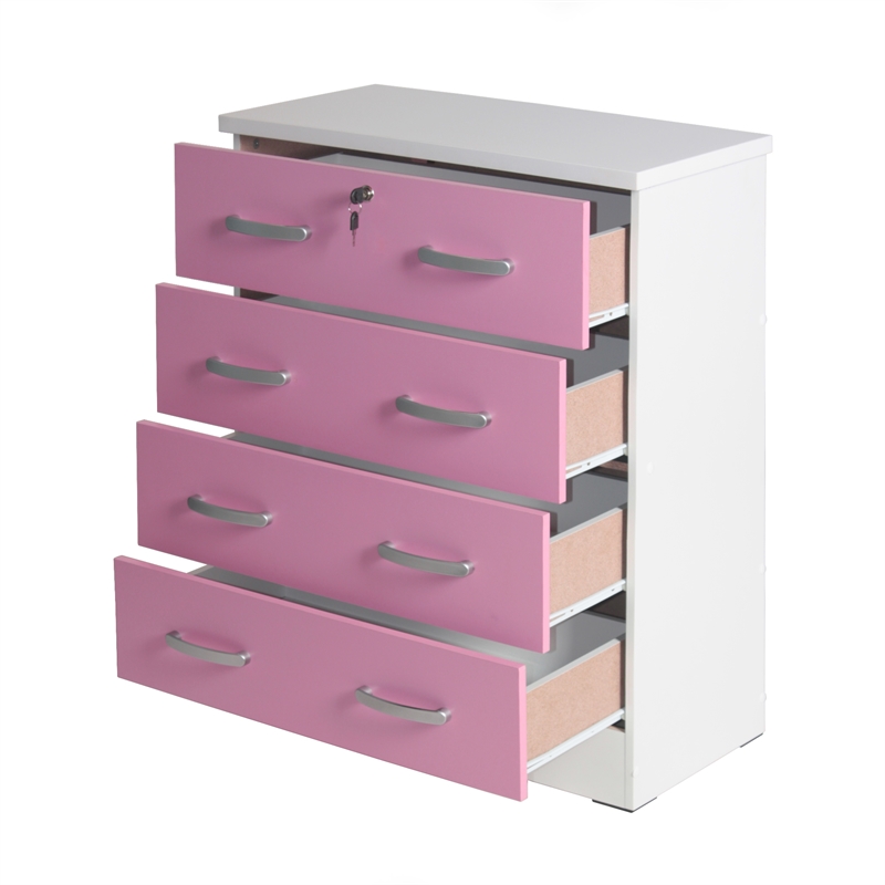 Home Square 2-Piece Set with Queen Captains Bed 4-Drawer Chest Dresser with Lock