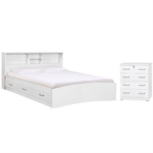 Home Square 2-Piece Set with Queen Captains Bed 4-Drawer Chest Dresser in White
