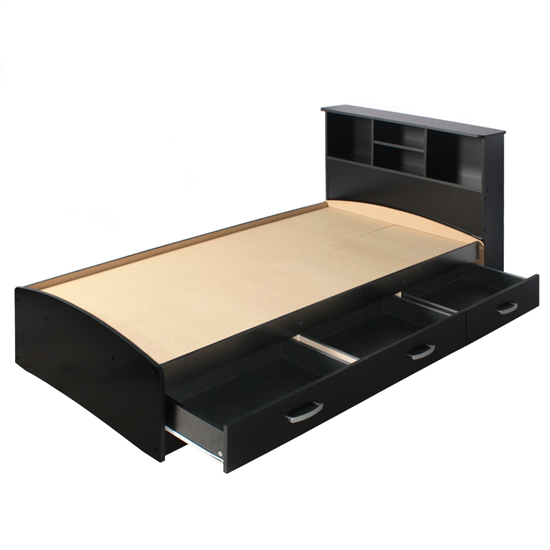 Home Square 3-Piece Set with Queen Captains Bed Wardrobe Armoire & Nightstand