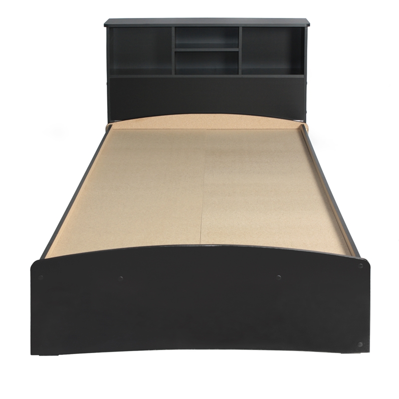 Home Square 2-Piece Set with Queen Captains Bed and 2-Drawer Nightstand in Black