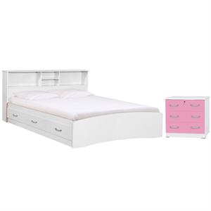 Home Square 2-Piece Set with Queen Captains Bed 3-Drawer Chest Bedroom Dresser