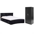 Home Square 2-Piece Set with Queen Captains Bed and Armoire Wardrobe Cabinet