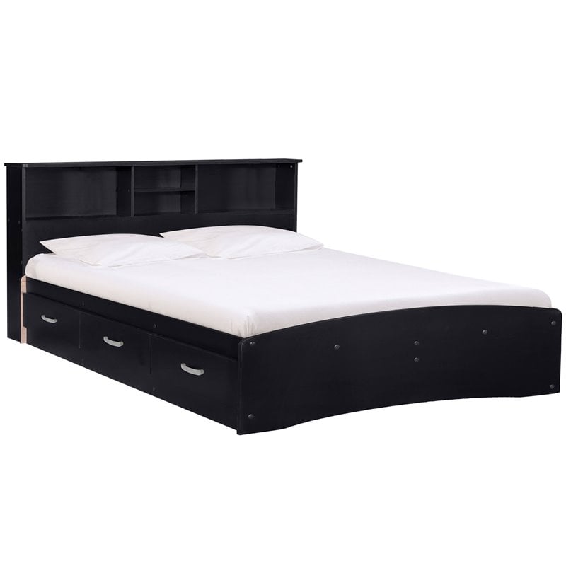 Home Square 3-Piece Set with Queen Bed 5-Drawer Tall Chest Wardrobe & Nightstand
