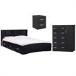 Home Square 3-Piece Set with Queen Bed 5-Drawer Tall Chest Wardrobe & Nightstand