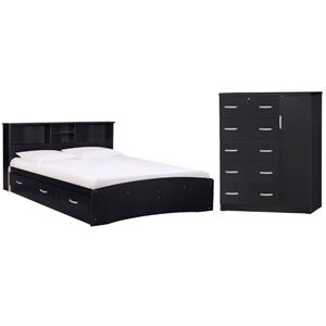 home square 2-piece set with queen captains bed & 5-drawer tall chest wardrobe