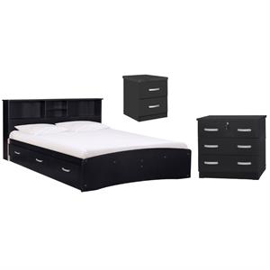 Home Square 3-Piece Set with Queen Bed 3-Drawer Chest Bedroom Dresser Nightstand