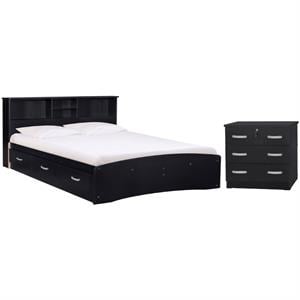 Home Square 2-Piece Set with Queen Bed and 3-Drawer Chest Bedroom Dresser
