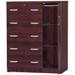 Home Square 2-Piece Set with Queen Captains Bed and 5-Drawer Tall Chest Wardrobe