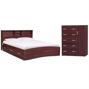 home square 2-piece set with queen captains bed and 5-drawer tall chest wardrobe