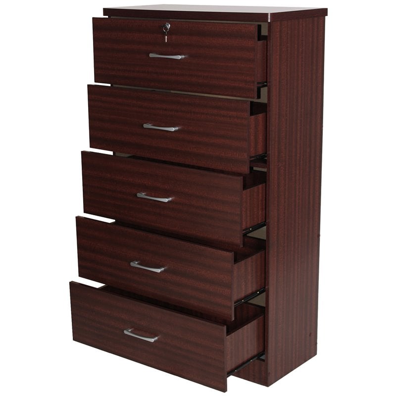 Home Square 2-Piece Set with Queen Captains Bed and Tall Chest Bedroom Dresser