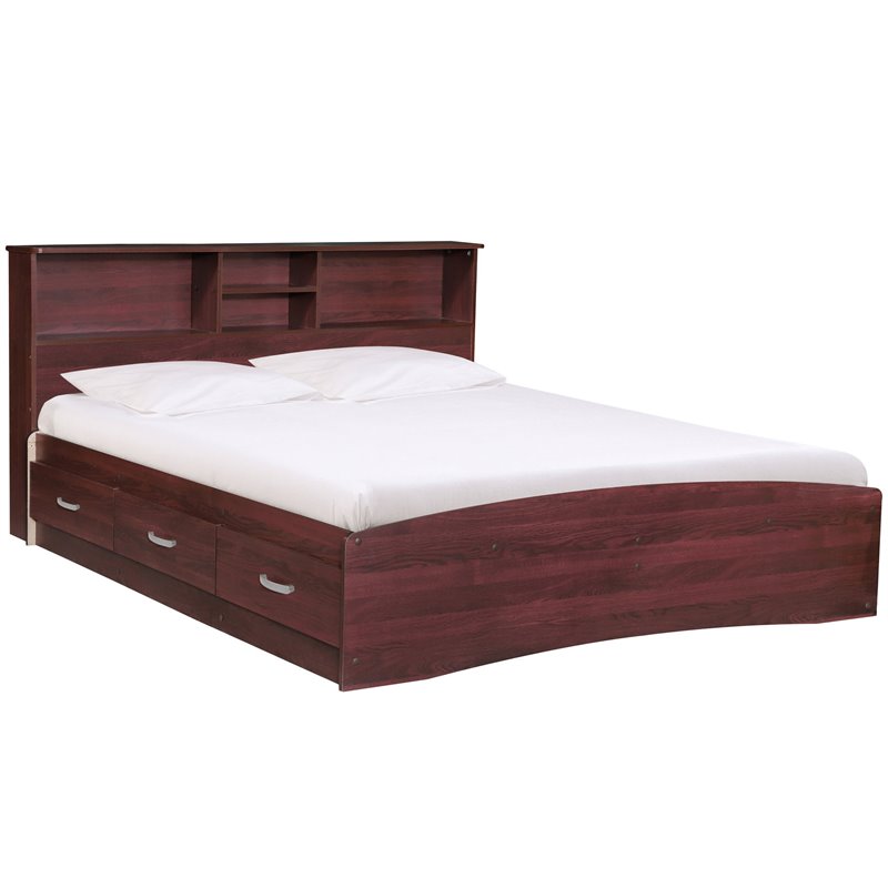 Home Square 3-Piece Set with Queen Bed 4-Drawer Dresser with Lock Nightstand