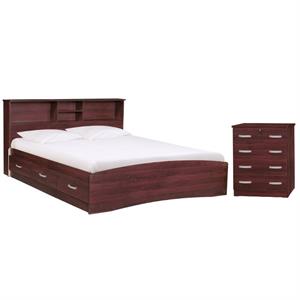 Home Square 2-Piece Set with Queen Captains Bed and 4-Drawer Dresser with Lock
