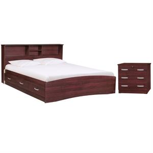 Home Square 2-Piece Set with Queen Captains Bed & 3-Drawer Chest Bedroom Dresser