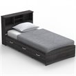 Home Square 2-Piece Set with Twin Captains Bed and Wardrobe Armoire Closet