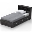 Home Square 2-Piece Set with Twin Captains Bed and Wardrobe Armoire Closet