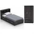 Home Square 2-Piece Set with Twin Captains Bed and Wardrobe Armoire Closet